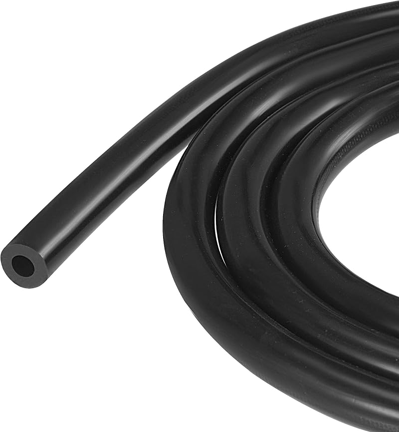 sourcing map Vacuum Silicone Tubing 6mm ID 12mm OD 3mm Wall 1.5m Black Engine