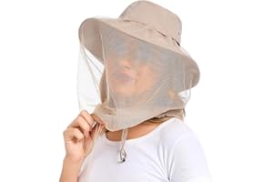 TIBEHA Mosquito Net Hat - Safari Sun Visor Hat with Removable Bug Net for Outdoor Men and Women