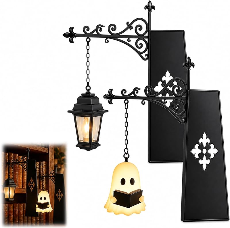 2 pièces Lampe Halloween, Lampes de Livres pour étagère