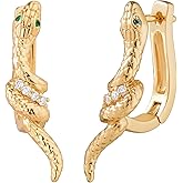 FETTERO Hoop Earrings for Women, 14K Gold Plated Lightweight Huggie Leaf Snake Bar Gold Hoops, Hypoallergenic Gold Earrings for Women Ear Piercing Jewelry