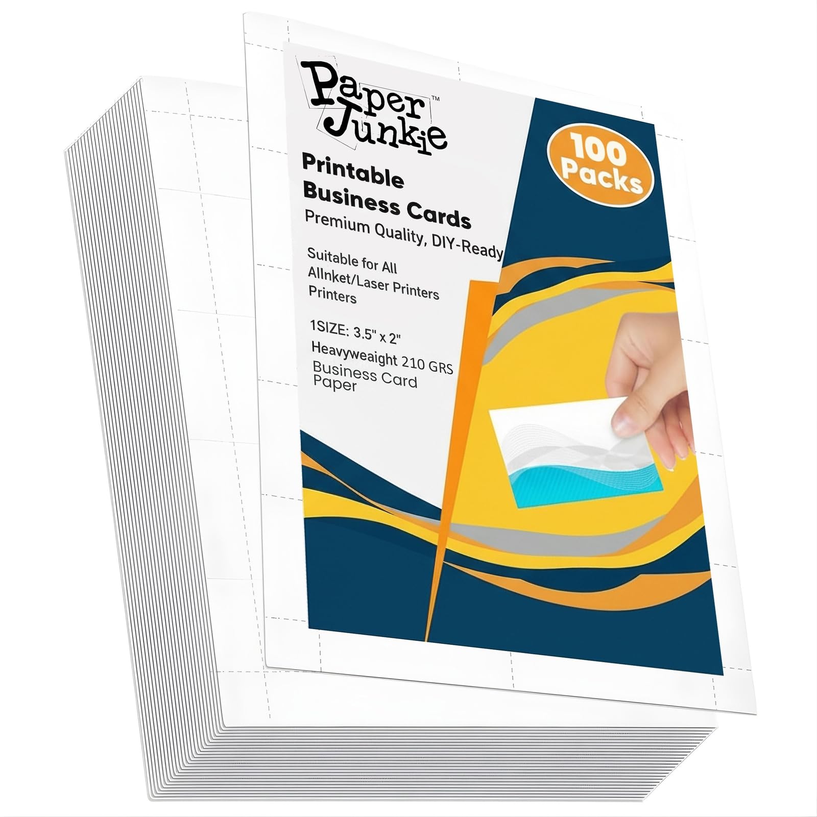 Blank Business Card Paper for Printer - 100 Pack Heavyweight White Card Stock, 3.5 x 2 Inch Printabl