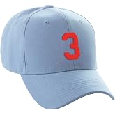 Daxton Structured Baseball Hat Cap Curved Visor Custom Red Team Number