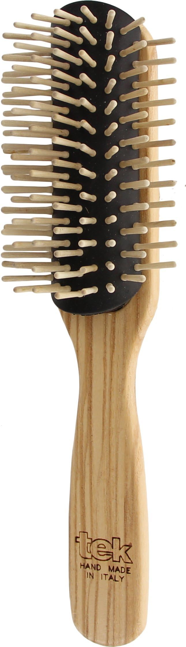 Big removable half-rounded hairbrush in ash wood with short pins - Handmade in Italy