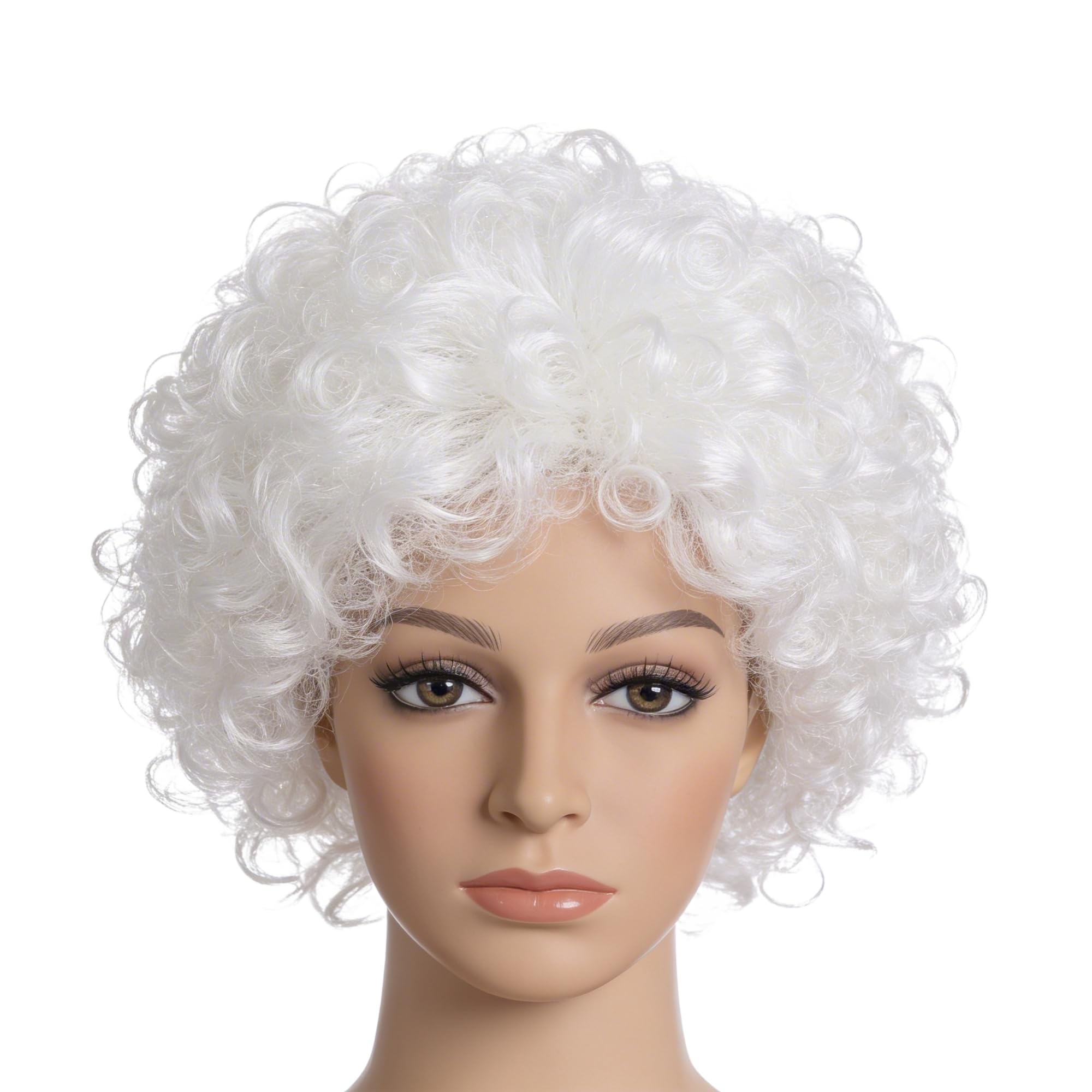Afro Wigs Curly Bouncy Hair For Fancy Dress Party Costume Disco Accessory Unisex 60s 70S 80s Theme,white