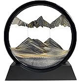 SANDCLE Moving Sand Art Picture Liquid Motion - Moving Sand Art Decor 3D Deep Sea Sandscape, Round Glass Frame Display Flowin