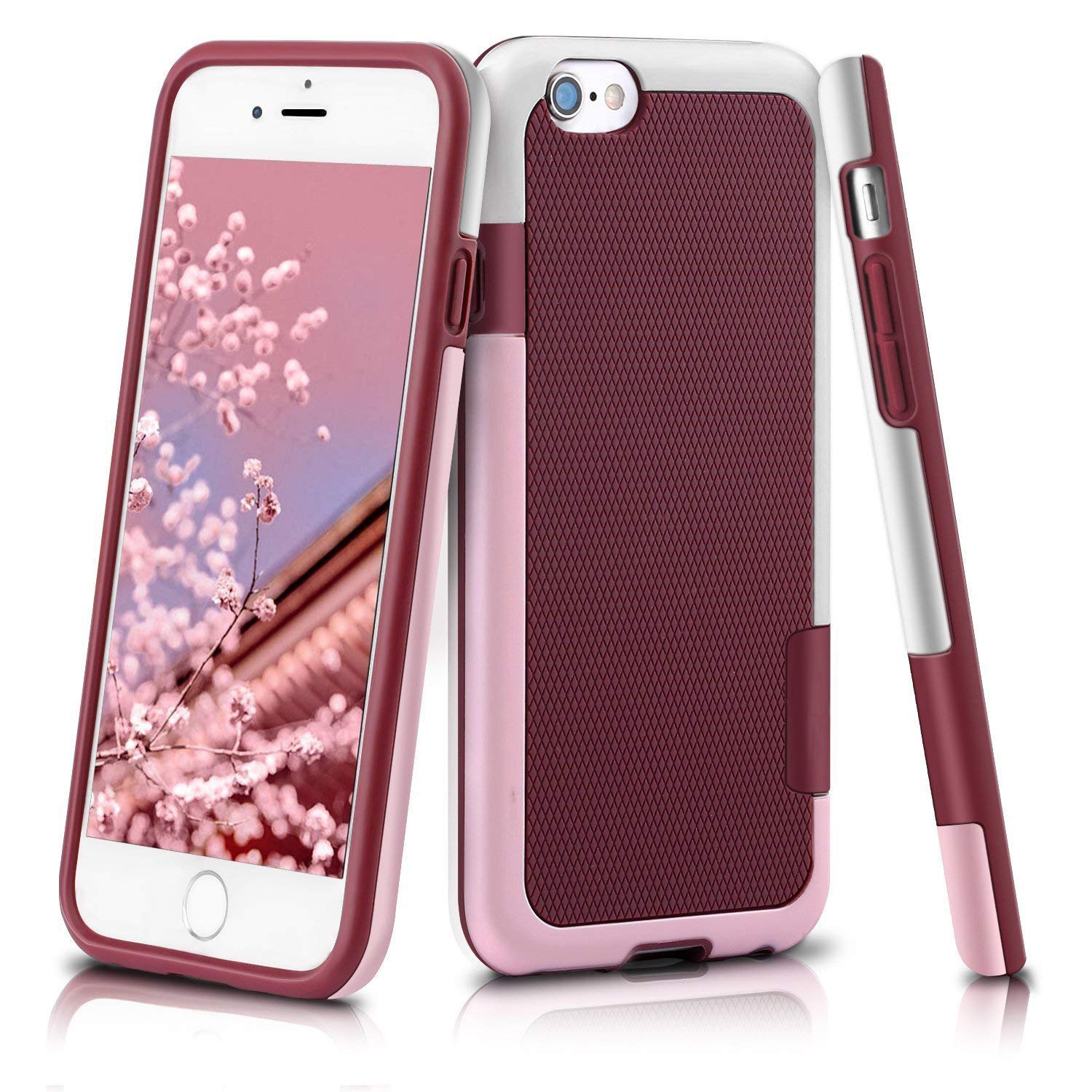 iPhone 6S Plus Case, LoHi iPhone 6 Plus Case Hybrid Impact 3 Color Shockproof Rugged Case Soft TPU & Hard PC Bumper [Extra Front Raised Lip] Anti-slip Cover for Apple iphone 6s Plus 5.5 Inch - Red