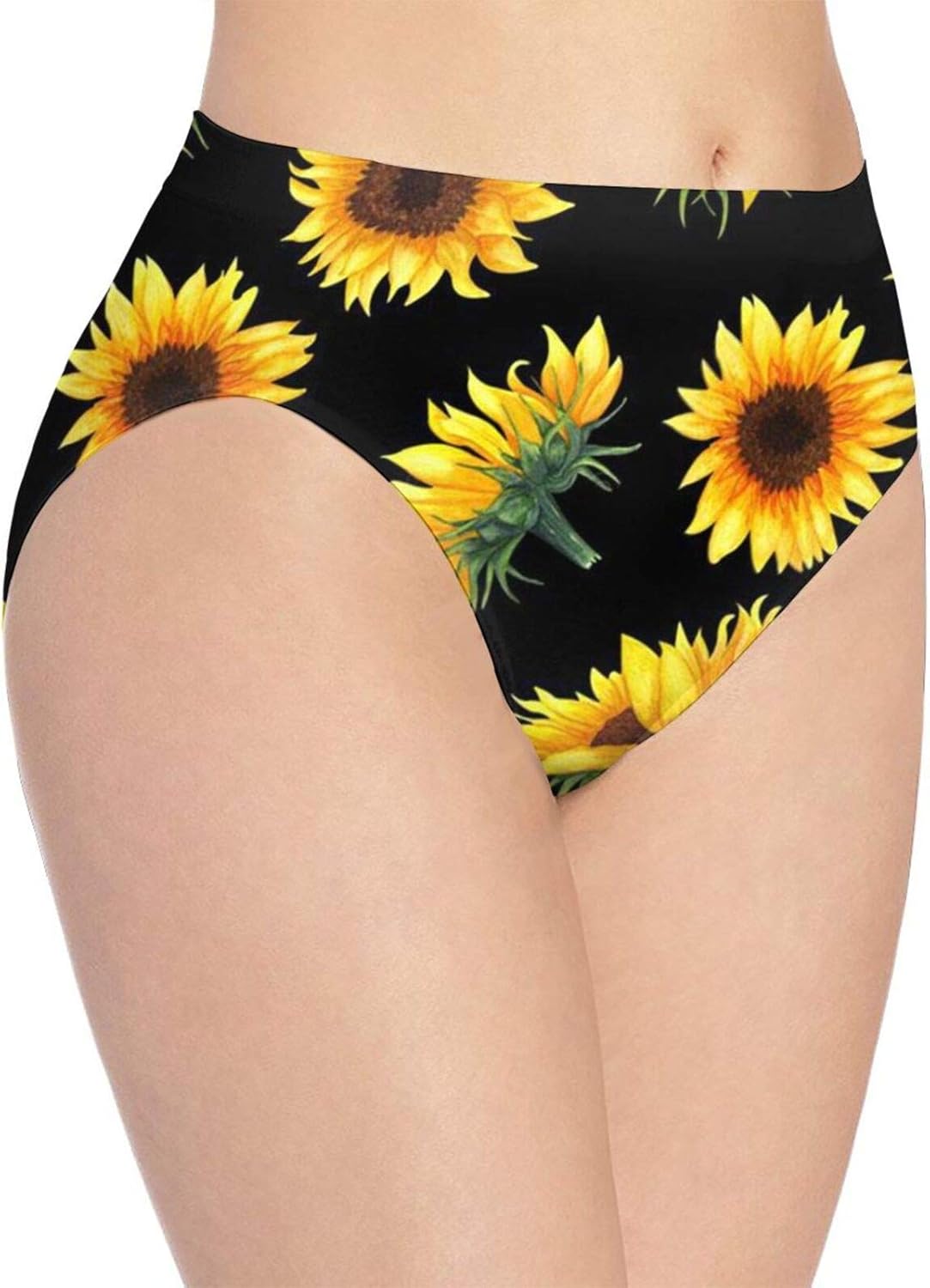 Womens Seamless Underwear Watercolor Sunflowers Buds Sexy Briefs Bikini