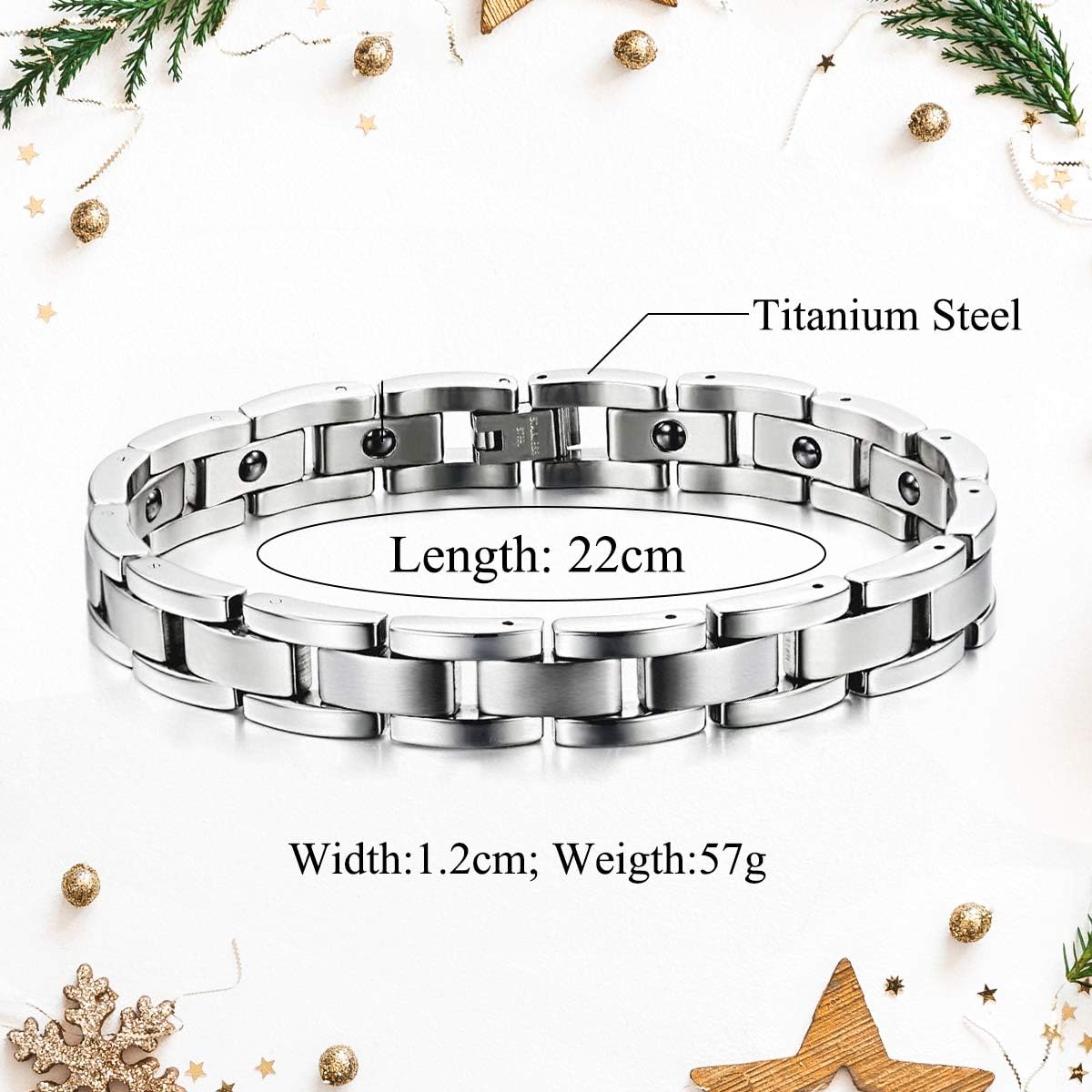 Feraco Magnetic Bracelets for Men Arthritis Pain Relief Sleek Titanium Stainless Steel Magnetic Therapy Bracelet with Removal Tool: Health & Personal Care