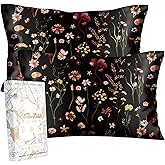 Miss Adola 2 Pack Mulberry Silk Pillowcase for Hair and Skin - Standard Size 20 x 26 Inches with Hidden Zipper BK Grow Flower 19 Momme Soft Sleeping Silk Pillow Case for Women, Moms