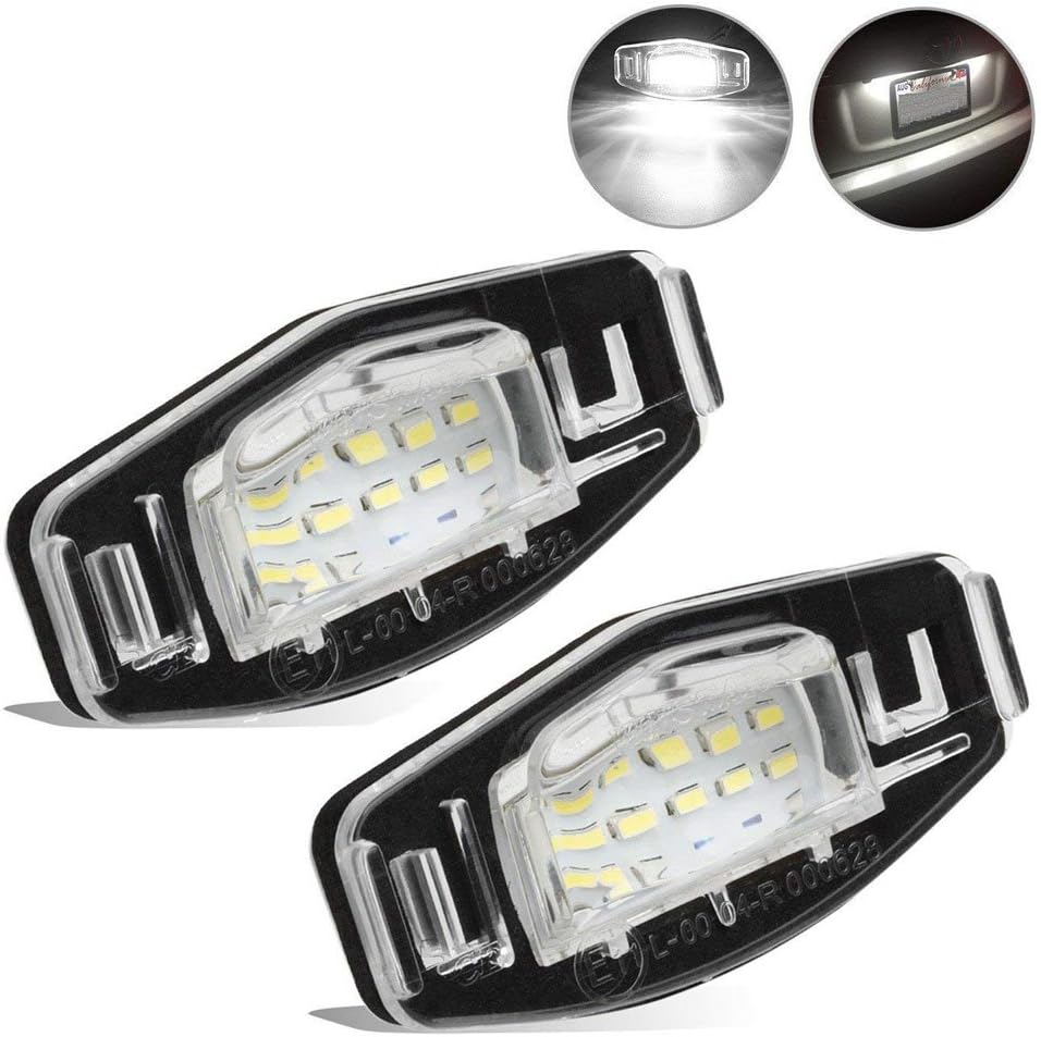 2pcs Car License Plate Light for Honda Civic Pilot Accord Odyssey Acura MDX RL TSX ILX RDX Error Free 3W 18 Led White License Tag Lights Rear Number Plate Lamp Direct Replacement