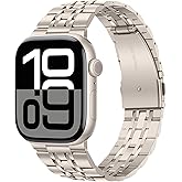 Tasikar Band Compatible with Apple Watch Band 42mm(Series 11/10) 41mm 40mm 38mm Men Women Strap Stainless Steel Metal Bracelet Compatible with iWatch SE Series 11 10 9 8 7 6 5 4 3 2 1, Starlight