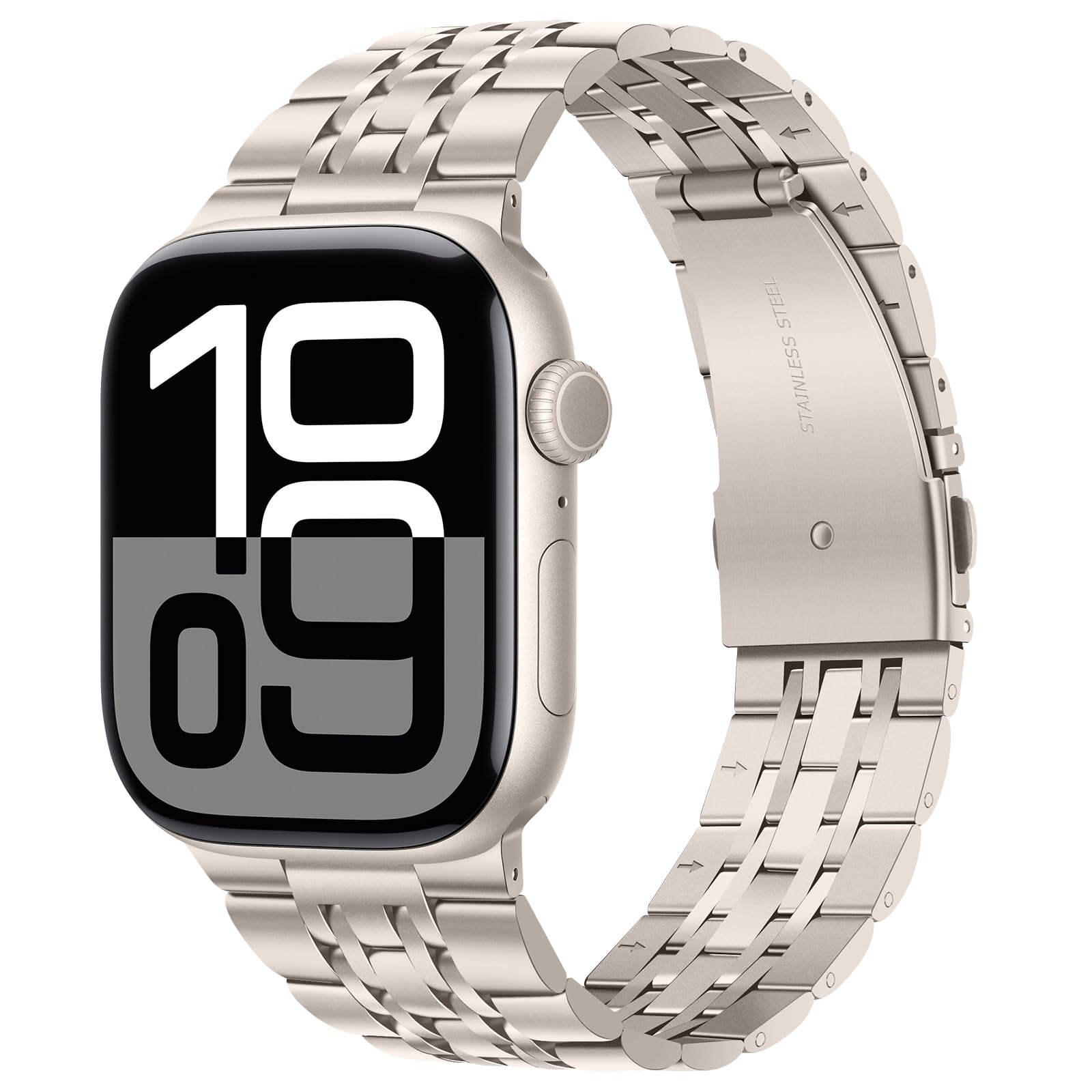 Tasikar Strap Compatible with Apple Watch Strap 42mm(Series 11/10) 41mm 40mm 38mm Men Women band Solid Stainless Steel Metal Bracelet per iWatch SE Series 11 10 9 8 7 6 5 4 3 2 1, Starlight — image 1