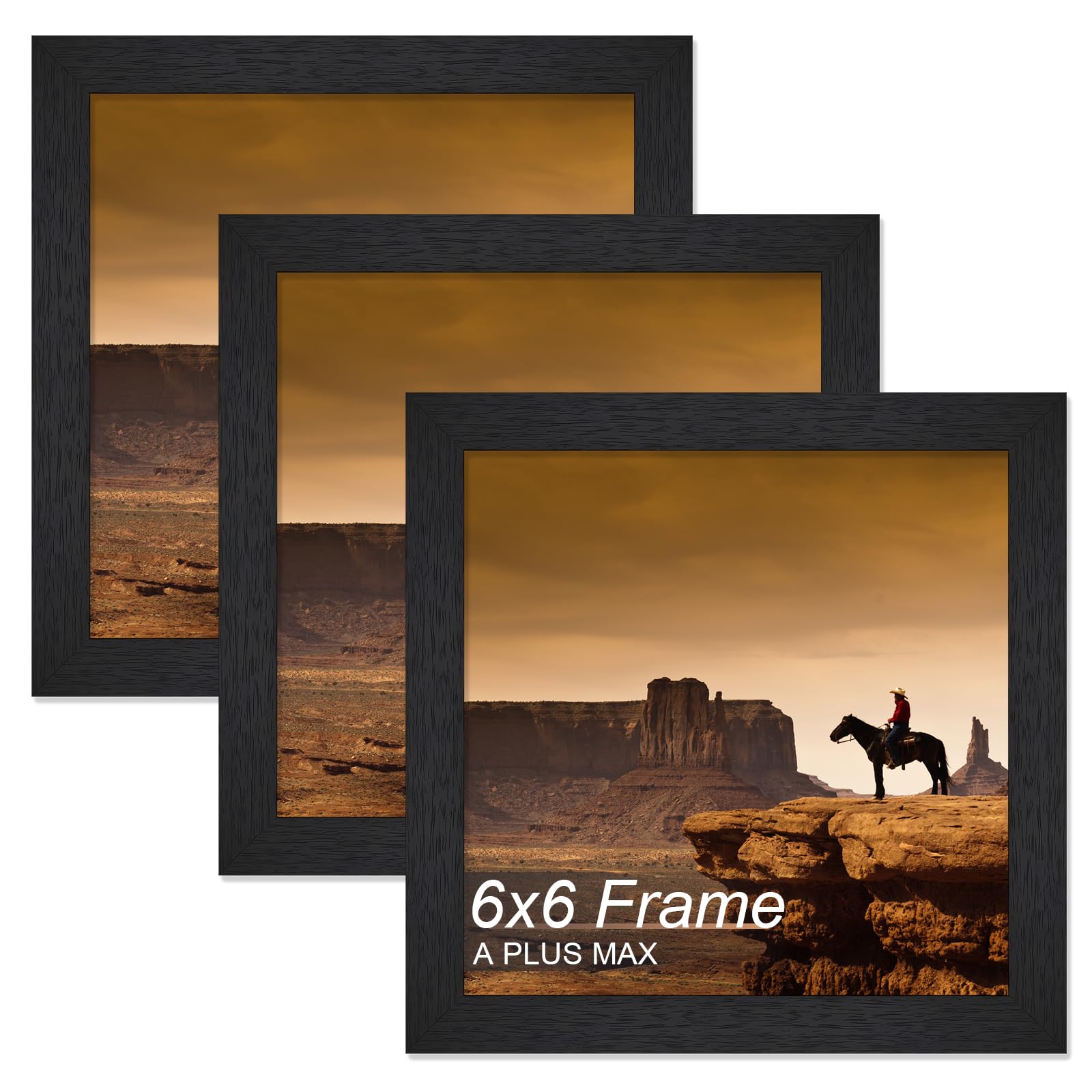 A PLUS MAX Square 6x6 Frame Set of 3, Black