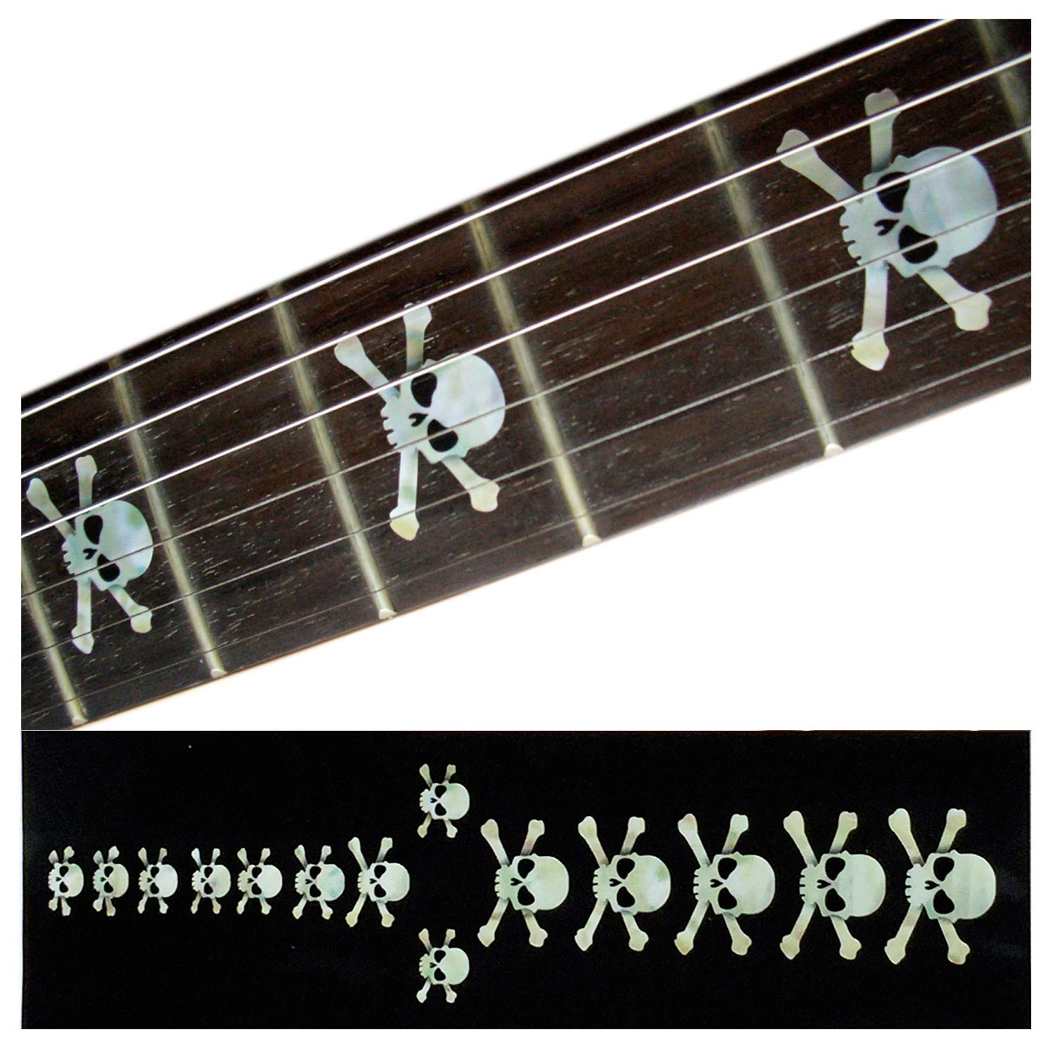 Inlaysticker Fret Markers for Guitars & Bass - Skulls - White Pearl,White Pearl.,F-067SK-WT