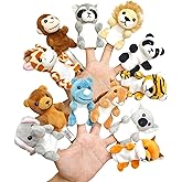 JUSTQUNSEEN 12Pcs Finger Puppets Set Jungle, Soft Plush Toy for Kids Realistic Jungle Plush Animal Finger Puppet Role-Playing Story Finger Puppet Animal Soft Toy for Kids