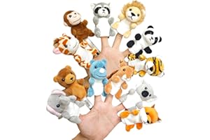 JUSTQUNSEEN 12Pcs Finger Puppets Set Jungle, Soft Plush Toy for Kids Realistic Jungle Plush Animal Finger Puppet Role-Playing Story Finger Puppet Animal Soft Toy for Kids