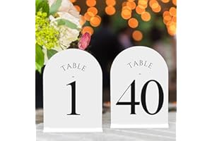 JOYIT 40 Packs Table Number Holders - 5" X 7" Acrylic Sign Table Numbers 1-40, Wedding Table Numbers for Wedding Reception, Party, Anniversary, Event