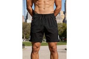 Men's Quick Dry Summer Shorts, 5 Inch Lightweight Breathable Sports Shorts with Elastic Waist, Casual Beach Running Gym Short