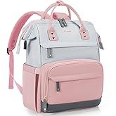 LOVEVOOK Laptop Backpack for Women, 15.6 Inch Work Business Backpacks Purse With Large Capacity, Waterproof Nurse Bag College Bookbag for School, Waterproof Casual Daypack for Travel