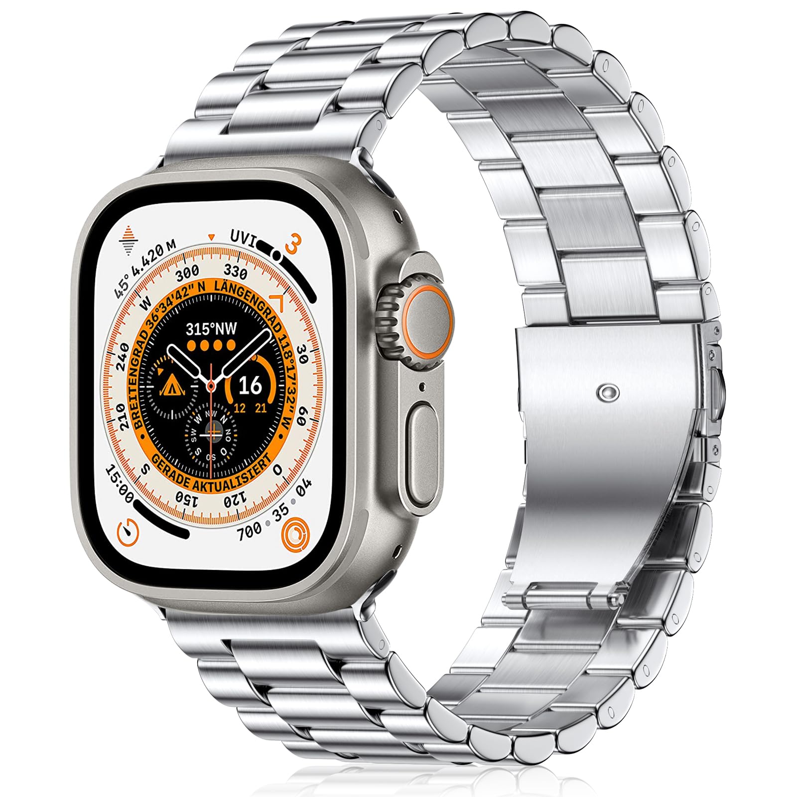 Netolo Metal Band Compatible with Apple Watch Ultra 49mm Band, 24mm Width, Stainless Steel Replacement Strap Compatible Apple Watch Ultra 2/iWatch Ultra Band for Men