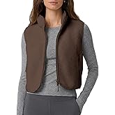 Yioaga Cropped Fleece Vest Women Sleeveless Stand Collar Zip Up Sherpa Jacket Fall Winter Warm Coats Outerwear with Pockets