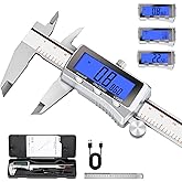 HARDELL Digital Caliper 6 Inch, Rechargeable All Metal W/Backlight Screen | USB-C Calipers, 4 Measurement Mode, 0.001" Accuracy, Inch/mm/Fraction, Auto-Off, for DIY, 3D Printing, Woodworking, Household