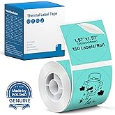 POLONO Thermal Labels for PM220S Label Maker, 1.97"x1.97" (50x50mm), Multi-Purpose Thermal Sticker Label Tape, Self-Adhesive Thermal Paper for Home, Office, 150 Labels/1Roll, Green