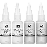 White&amp;Pearl Alcohol Ink Set -4 Colors Alcohol Based Ink for Resin Art, Fluid Art,Resin Craft,Resin Petri Dish，Alcohol Ink Paint for Yupo,Tumbler(White Set)