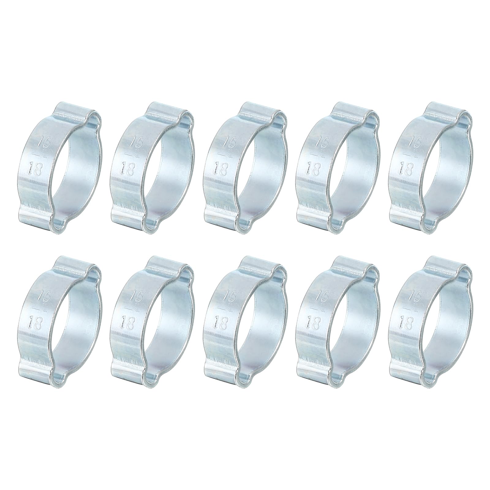 Photo 1 of uxcell 10Pcs Double Ear Hose Clamps, Adjustable 15-18mm(0.59"x0.71") Iron Zinc Plated Two-Ear Hose Clamp, O Clip Hose Clamps Fuel Line Clamps Hose Clamp, Double Ear O Clips