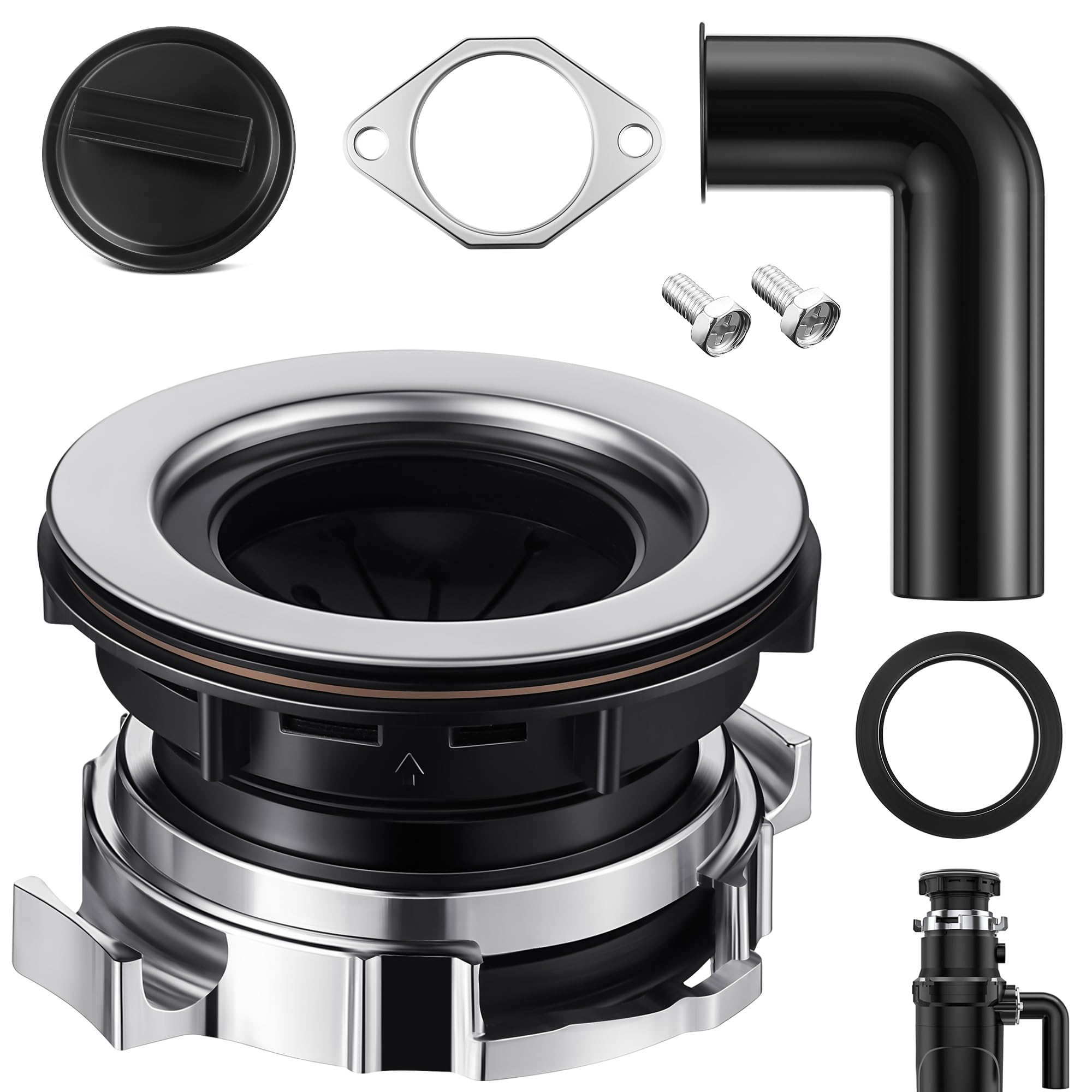 Photo 1 of Saillong Garbage Disposal Sink Flange Kit with 1.5 Drain Elbow Replacement Kit, Compatible with Waste King EZ Mount, Whirlaway and GE Models Garbage Disposal, Durable Replacement Solution