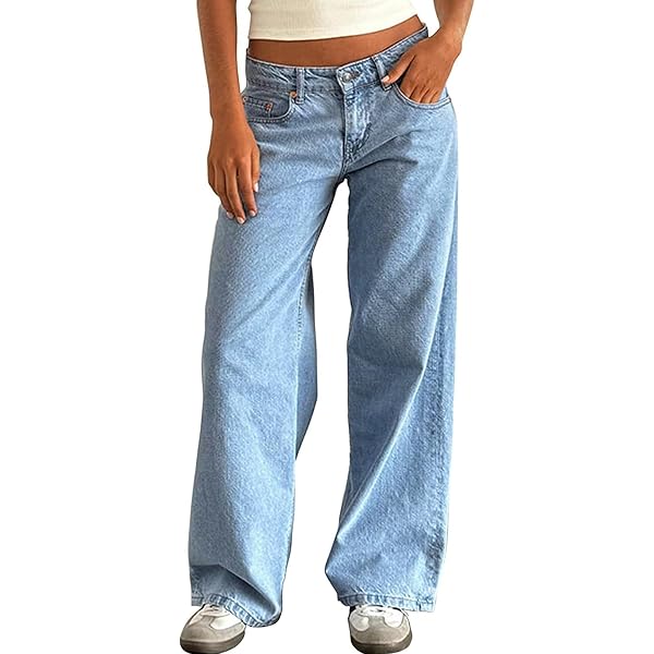 Kodaruber Women Y2k Low Rise Baggy Jeans Loose Fit Boyfriend