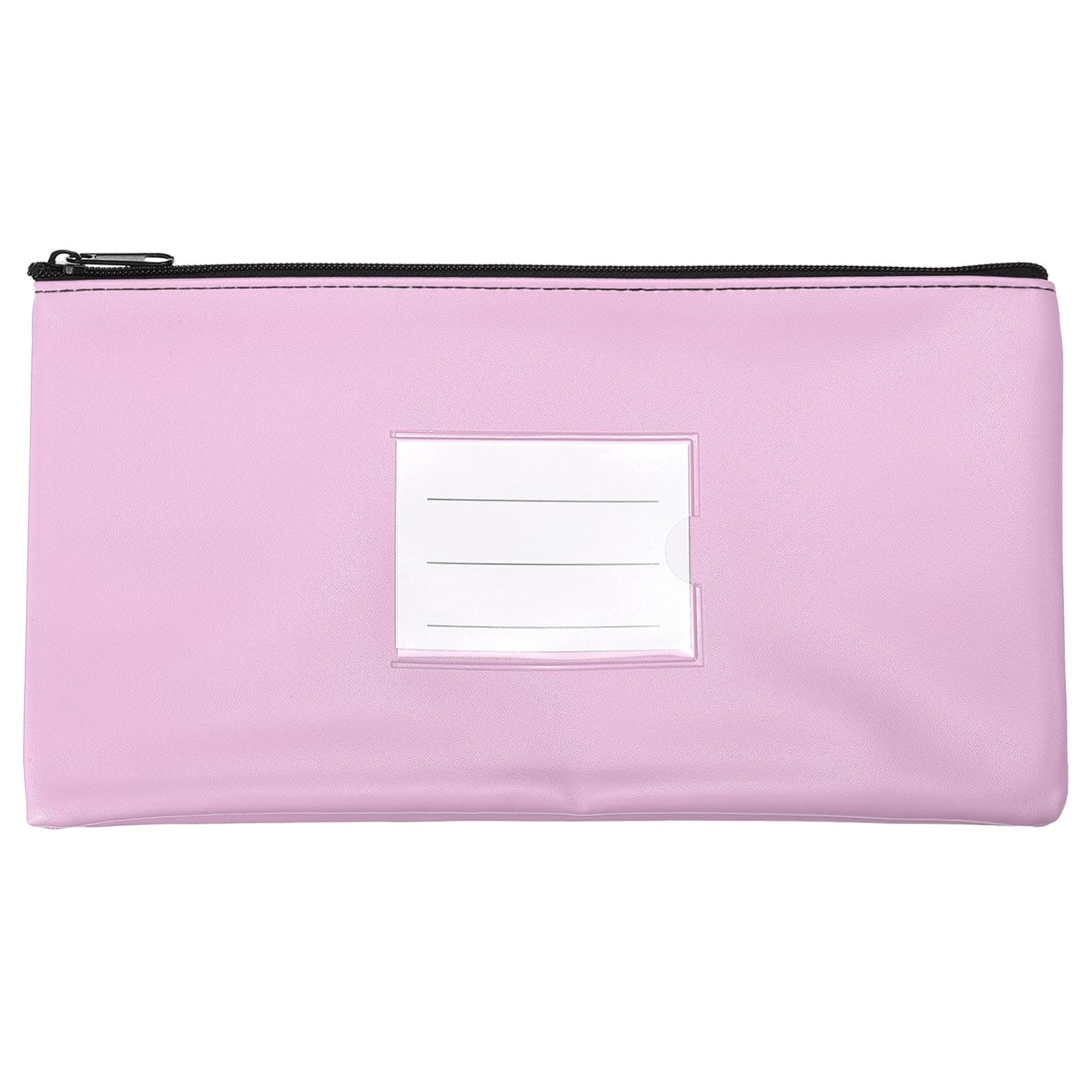 PATIKIL 11x6" Money Bank Deposit Bag with Zipper, Leatherette Cash Coin Check Wallet Pen Pouch Bag with Clear Window for Office Travel, Purple