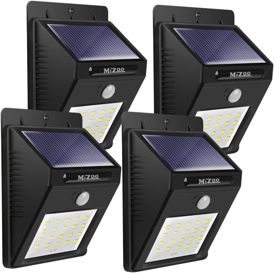 Mizoo Solar Powered Motion Sensor Light, 20 Led Waterproof Security Lighting Outdoor