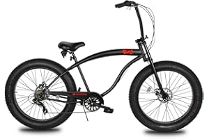 MICARGI SLUGO Fat Tire Cruiser Bike for Mens & Women,Chopper Stretch Bike with Hi-Ten Steel Frame 1/7-Speed Disc Brake, Complete Cruiser Bicycle for Adults Multi-Color