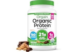 Orgain Organic Vegan Protein Powder, Chocolate Peanut Butter - 21g Plant Protein, 6g Prebiotic Fiber, Low Net Carb, No Lactose Ingredients, No Added Sugar, Non-GMO, For Shakes & Smoothies, 2.03 lb