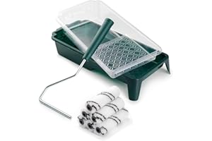 CoatPro Twools 9 Pack 4 Inch Microfiber Paint Roller Set, 6 Pcs Premium Microfiber Rollers with Sturdy Roller Frame, Paint Tray and Tray Liner, Smooth Finish for Walls, Ceilings, Furniture