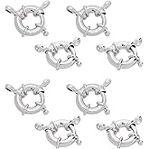 PH PandaHall 15pcs Sterling Silver Plated Metal Spring Ring Clasps Round Close Ring Clasp Findings for DIY Necklaces Anklets Jewelry Making 13x5x3mm