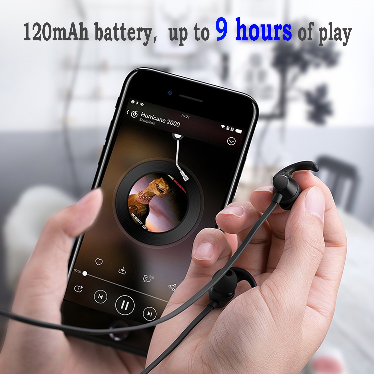 LJLB S39 Cordless Bluetooth Headphones In-Ear Neckband Headset with IPX5 Waterproof and Sweatproof Magnetic Earbuds for Running, The Best Sports Wireless Earphones w/Mic 10 Hours Playtime