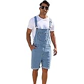 UMESOUL Men's Denim Overalls Jean Shorts Bib Coveralls Casual Loose Fit Work Summer Jumpersuit