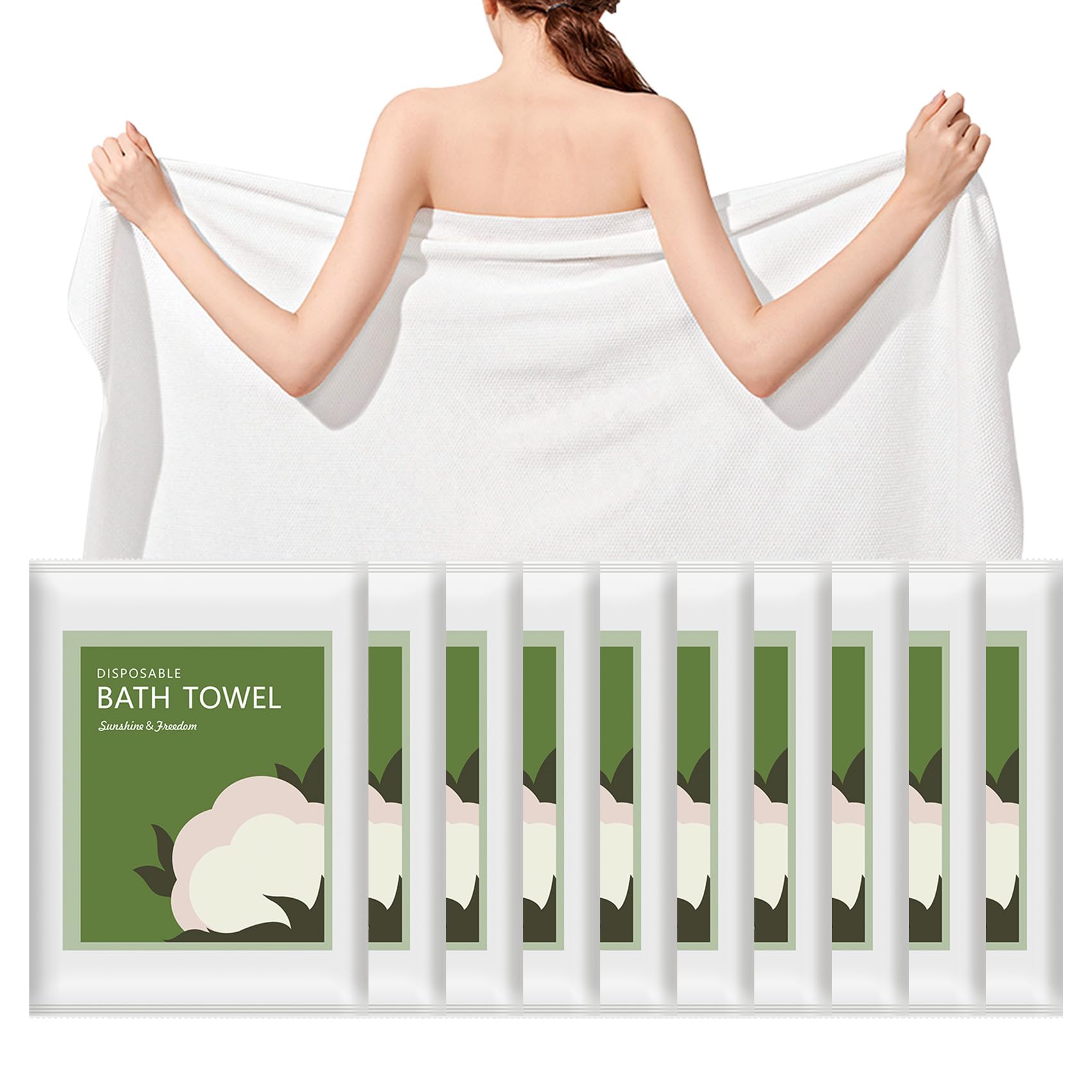 Photo 1 of Tvvcalk Disposable Bath Towels, 10 Pack 55" x 27.5" Ultra Soft, Quick Dry Disposable Body Towel, Portable Travel Towel for Hotel Camping Beach Swimming Gym Sauna Spa, Personal Care Pet Towels