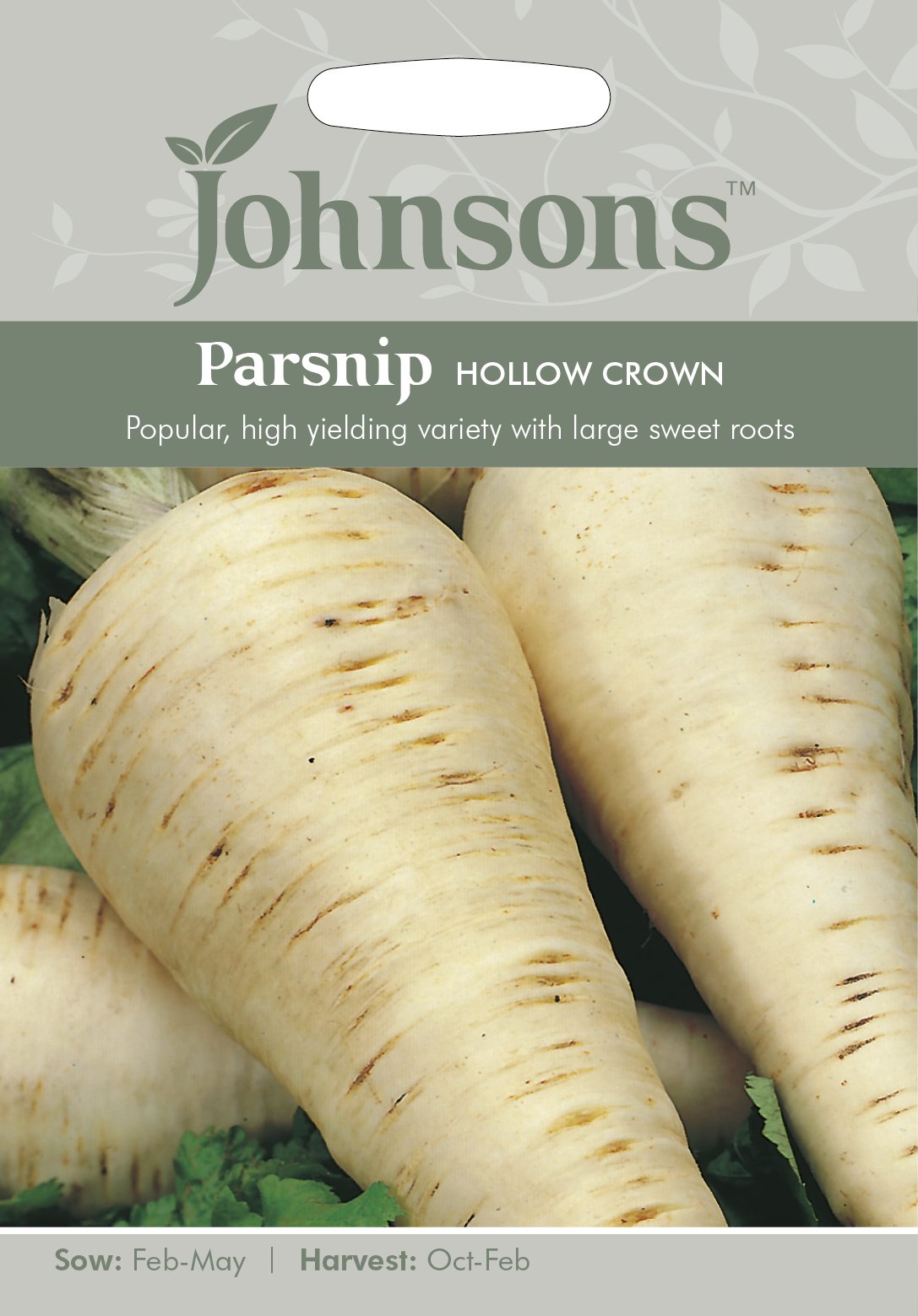 Johnsons 15684 Vegetable Seeds, Parsnip Hollow Crown, White