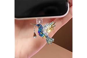 Crystal Hummingbird Dust Plug Acrylic Charms for electronic products,Type-C Charging Port Dust Plugs Pendant Compatible with 