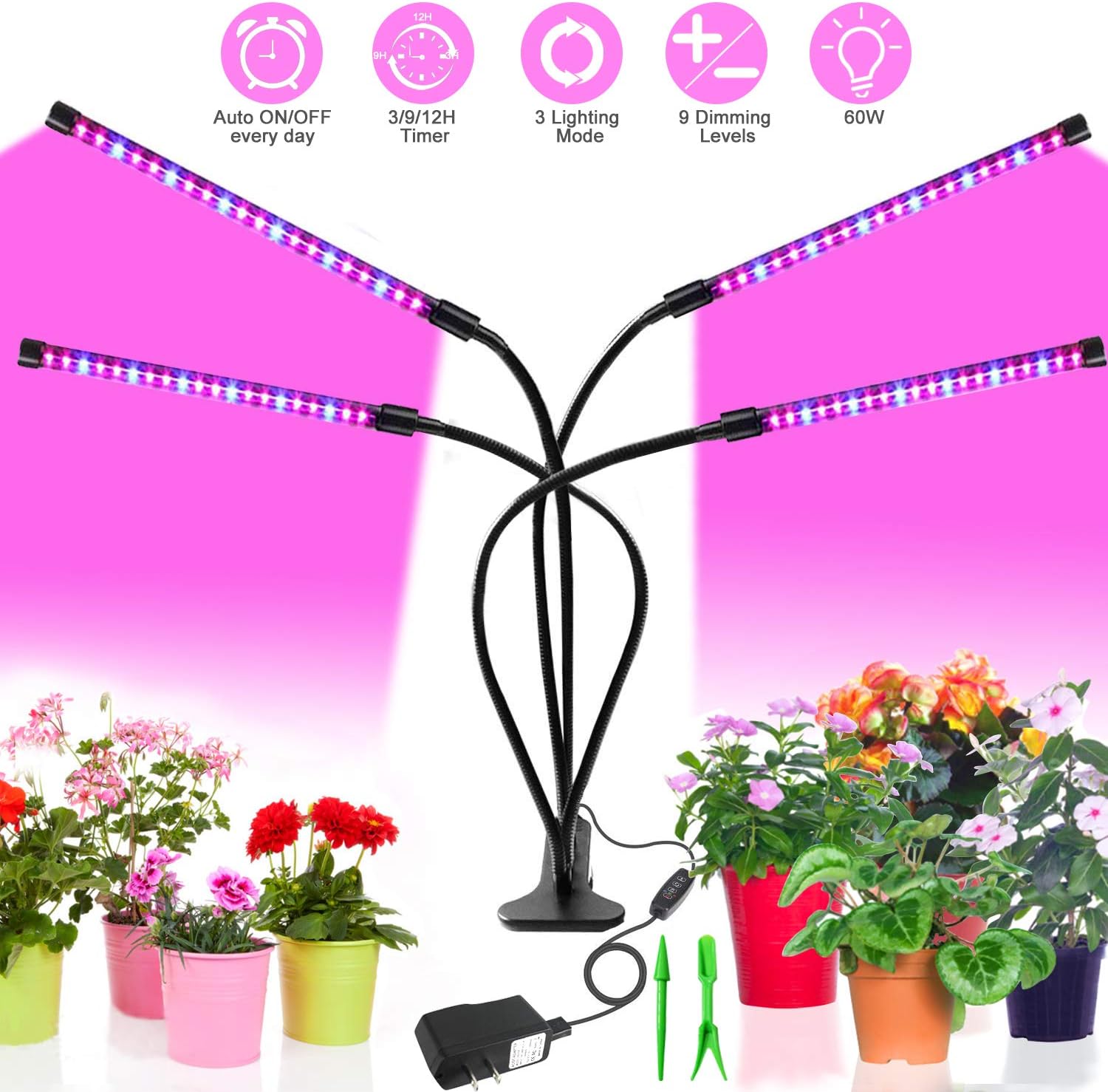 Grow Lights for Indoor Plants,60W Led Plant Lights,Shengsite Full Spectrum Plant Lamps for Indoor House Plants