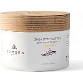 AZMERA Handcrafted Whipped Shea Body Butter – Luxurious Vanilla Bean Scented Moisturizer for Dry, Sensitive Skin, Argan Oil & Vitamin E – Vegan, Non-Greasy Skincare – 8.82 oz