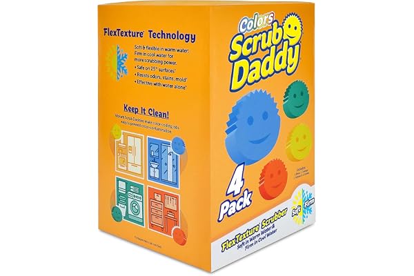 Scrub Daddy Sponge Set - Colors - Scratch-Free Scrubbers for Dishes and Home, Odor Resistant, Soft in Warm Water, Firm in Col