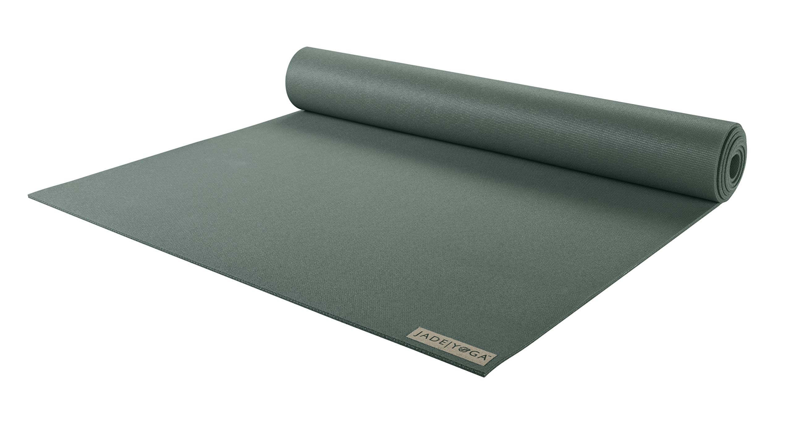 JadeYoga Harmony Yoga Mat, Natural Rubber, 3/16" Thick, 68" L x 24" W, Jade Green
