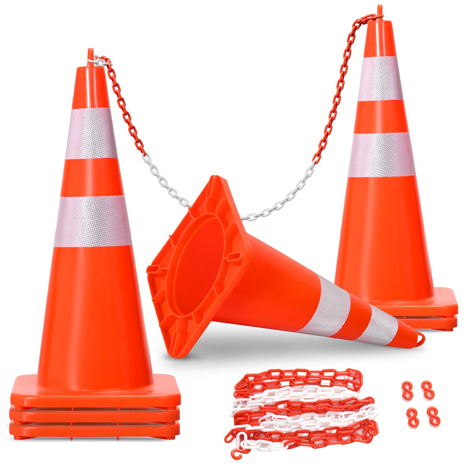 YITAHOME 6 Pack 28 Inch Traffic Cones with Heavy Base, Orange Safety ...