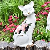 Sungmor Lovely Sitting Cat Garden Statue - Decorative Indoor Outdoor Landscaping Cat Statue Ornaments - Home Garden Yard Plant Stands Book Shelf Window Table Stairway Decoration