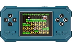 AGHAPPY 520 in 1 Retro Games Mini Game Consoles Handheld Retro Game Console - Crystal Press Buttons Rechargeable and Controller AV TV Output Gift for Kids and Adults (Peacock Blue)
