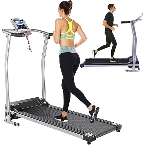 Folding Treadmill Electric Treadmills for Home with LCD Monitor,Pulse Grip and Safe Key Running Walking Jogging Exercise Fitness Machine for Home Gym Office Space Saver Easy Assembly